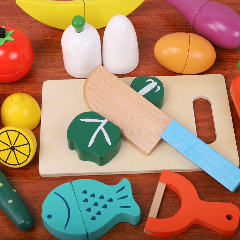 Wooden Fruit Vegetable Cutting - Kids Toys Kitchen Set review and price